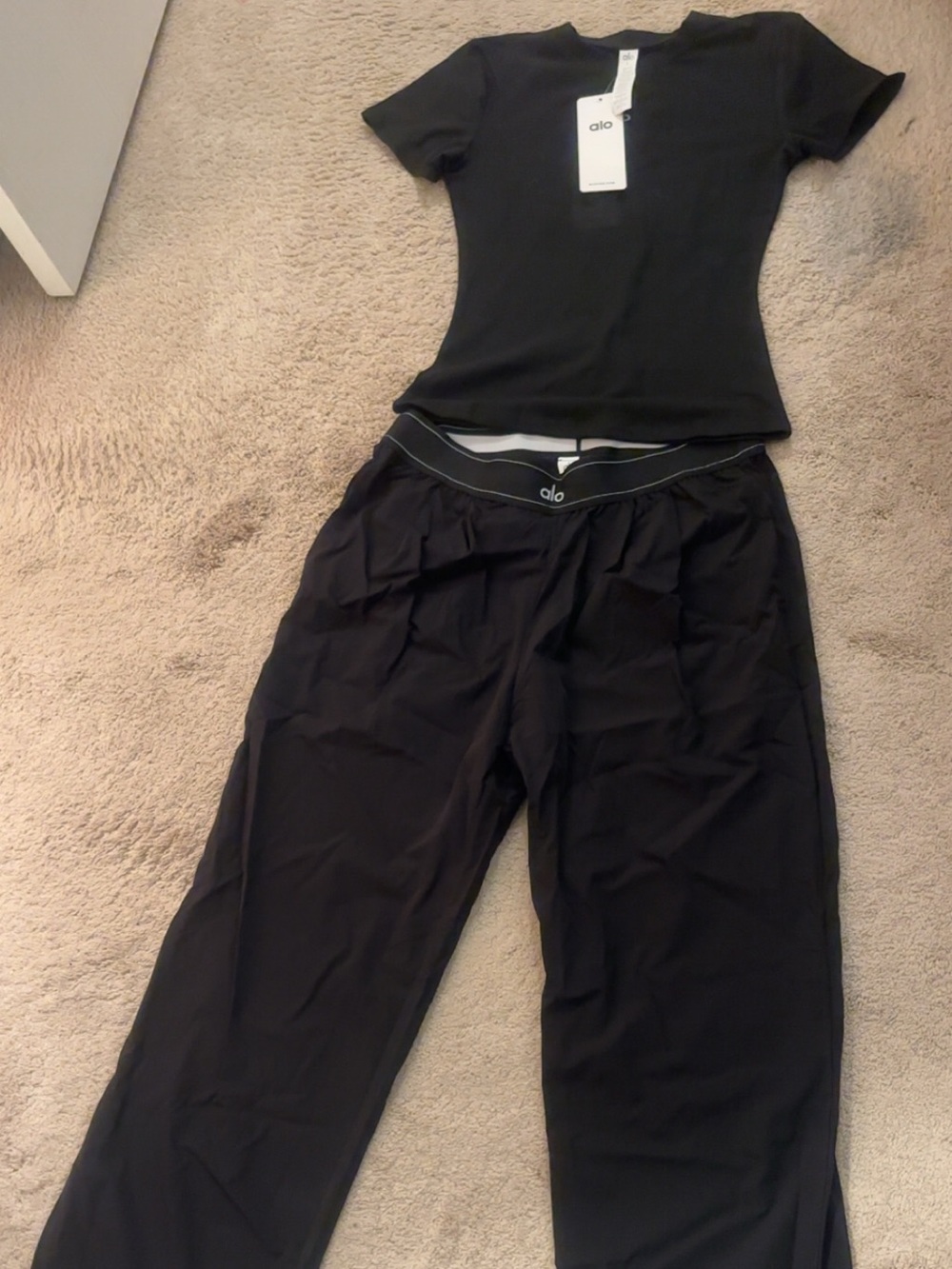 ALOyoga Women's Black Wide-Leg Athletic Pants